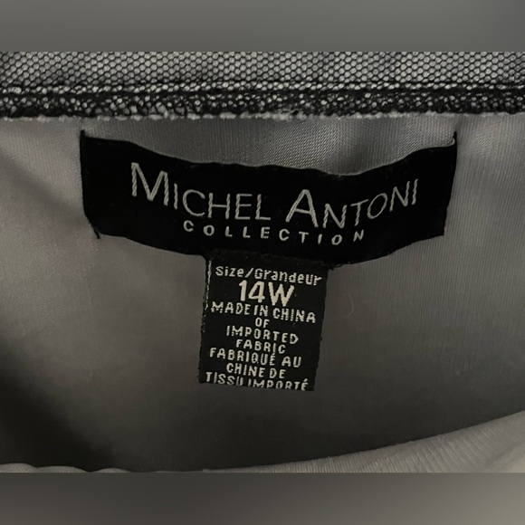 EUC 14W Michel Antoni Grey Organza Sparkly Cocktail Dress - Picture 7 of 8